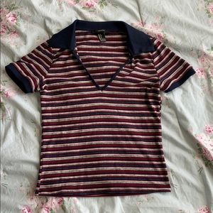 short sleeve stripe tee w/ collar